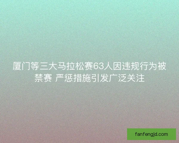 厦门等三大马拉松赛63人因违规行为被禁赛 严惩措施引发广泛关注